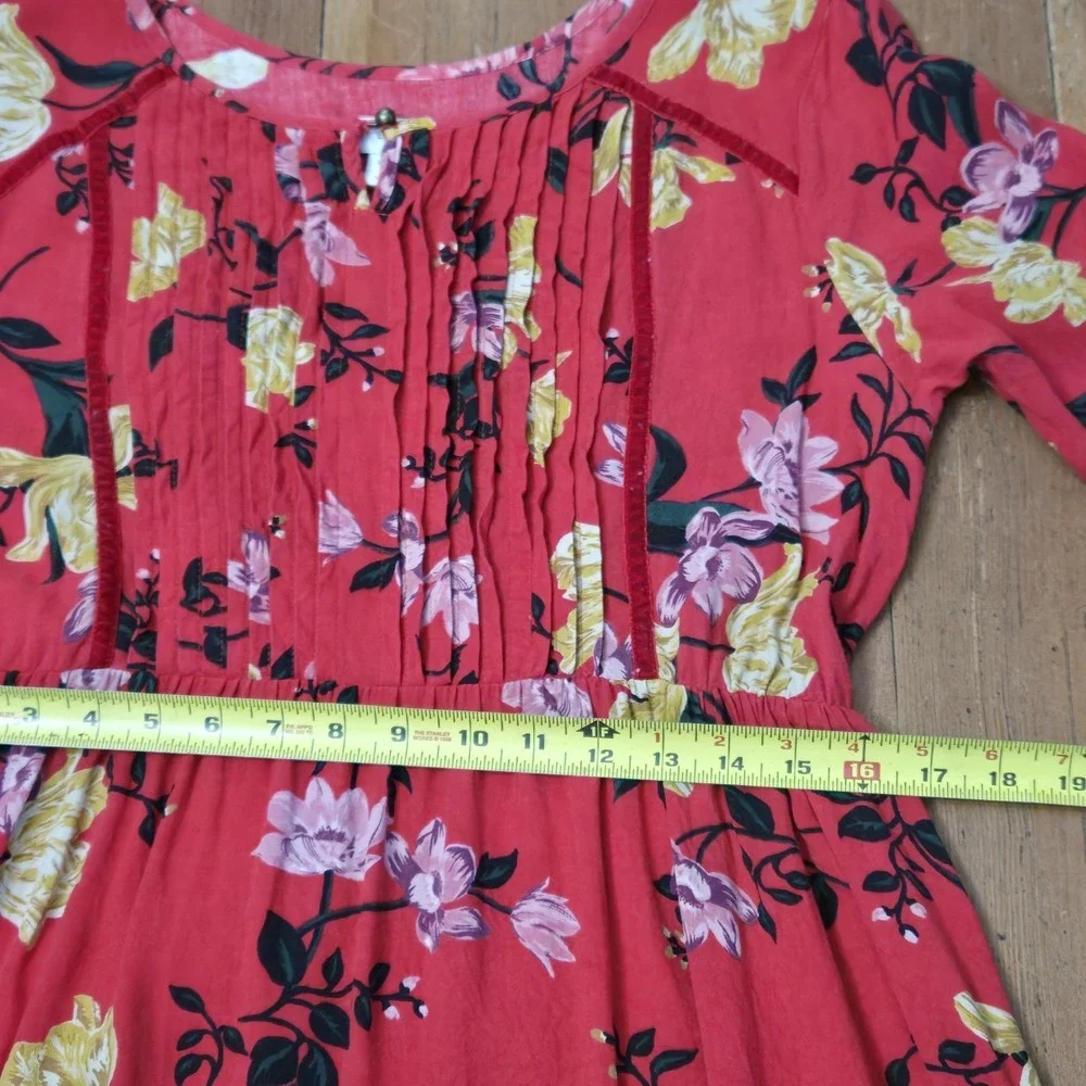 Old Navy 3/4 Bell Sleeve Pleated Red Floral Dress Youth XXL (16) Ad Small Travel